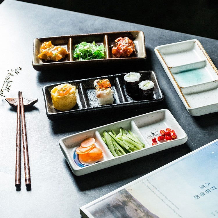 Three Grid Ceramic Dish With Vegetable Sauce - Walfos® Kitchenware