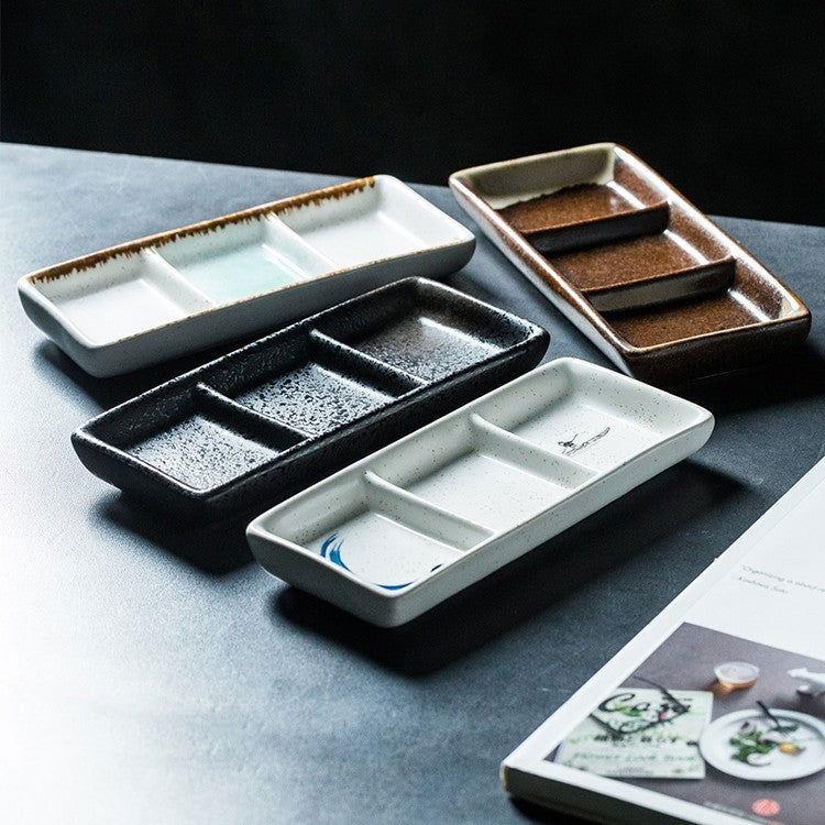 Three Grid Ceramic Dish With Vegetable Sauce - Walfos® Kitchenware