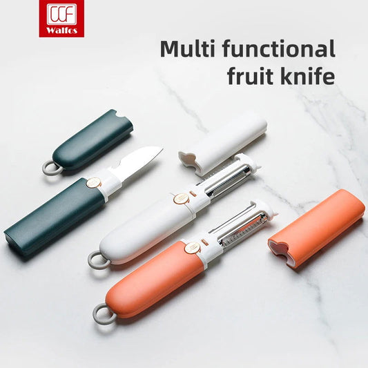 Ultimate 5-in-1 Fruit Knife Peeler: Portable Sharp Multifunctional Kitchen Gadget for Home & Outdoor Use - Walfos® Kitchenware