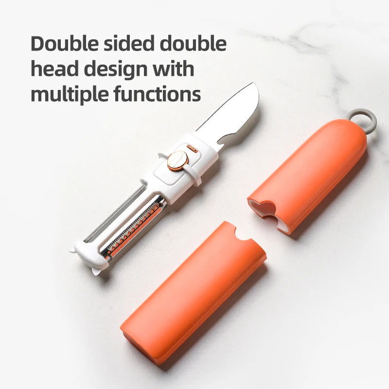 Ultimate 5-in-1 Fruit Knife Peeler: Portable Sharp Multifunctional Kitchen Gadget for Home & Outdoor Use - Walfos® Kitchenware