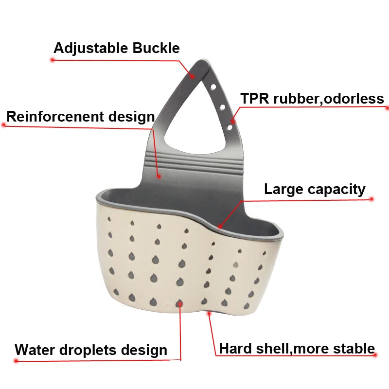 Useful Suction Cup Kitchen Sponge Drain Holder PP Rubber Toilet Soap Shelf Organizer Sponge Storage Rack Basket Wash Cloth Tools - Walfos® Kitchenware