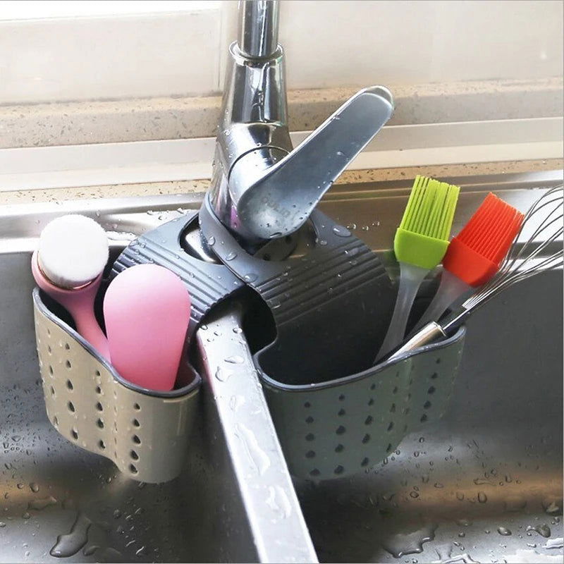 Useful Suction Cup Kitchen Sponge Drain Holder PP Rubber Toilet Soap Shelf Organizer Sponge Storage Rack Basket Wash Cloth Tools - Walfos® Kitchenware