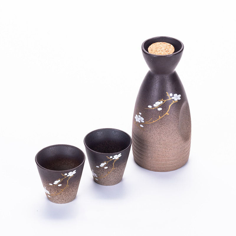 Vintage Ceramic Sake Pot Cup Set Japanese Cherry Blossom Hip Flasks White Wine Spirits Liquor Cup Home Kitchen Flagon Drinkware - Walfos® Kitchenware