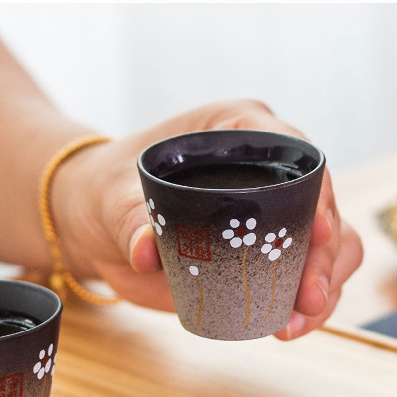 Vintage Ceramic Sake Pot Cup Set Japanese Cherry Blossom Hip Flasks White Wine Spirits Liquor Cup Home Kitchen Flagon Drinkware - Walfos® Kitchenware