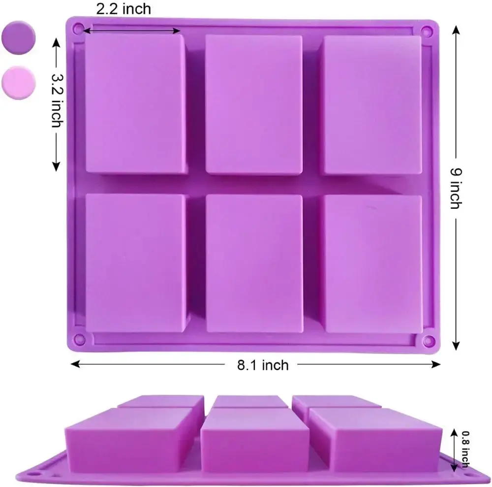 WALFOS HOT Silicone Pudding Candy Mold 6 Cavity Square Silicone Soap Mold Handmade Candle Decorating Mould Soap Craft Supplies Walfos® Kitchenware