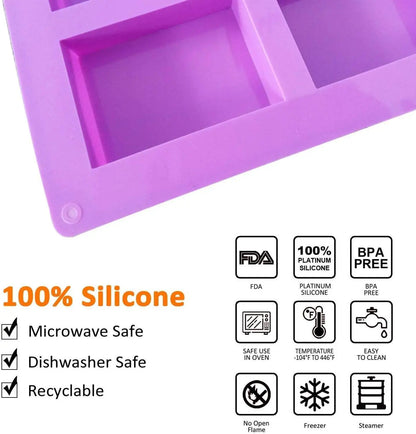 WALFOS HOT Silicone Pudding Candy Mold 6 Cavity Square Silicone Soap Mold Handmade Candle Decorating Mould Soap Craft Supplies Walfos® Kitchenware