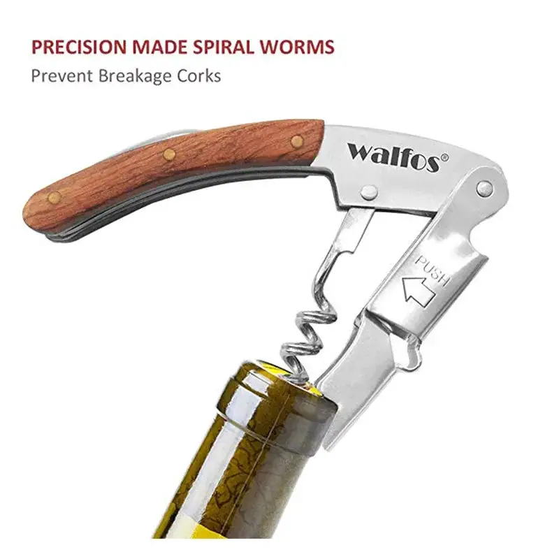 WALFOS High Quality Wood Handle Professional Wine Opener Multifunction Portable Screw Corkscrew Wine Bottle Opener Sea horse Walfos® Kitchenware