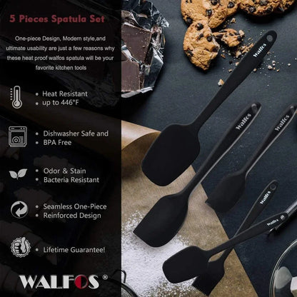 WALFOS Kitchen Utensil Cooking Tools Silicone Spatula Set Spoon Cake Spatulas for Cooking Baking and Mixing Walfos® Kitchenware