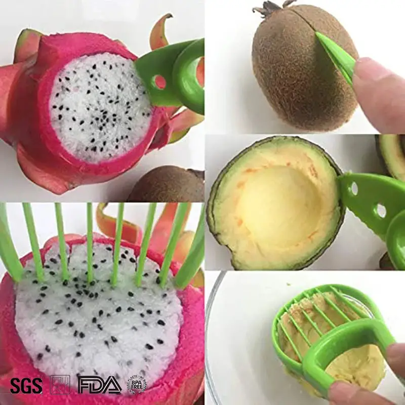 WALFOS Kitchen Vegetable Tools 3-in-1 Avocado Slicer Shea Corer Butter Peeler Fruit Cutter Pulp Separator Plastic Knife Walfos® Kitchenware