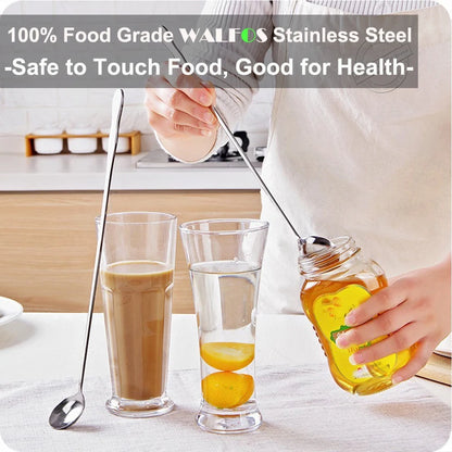 WALFOS Long Handled Stainless Steel Coffee Spoon Ice Cream Dessert Tea Spoon For Picnic Kitchen Accessories Walfos® Kitchenware