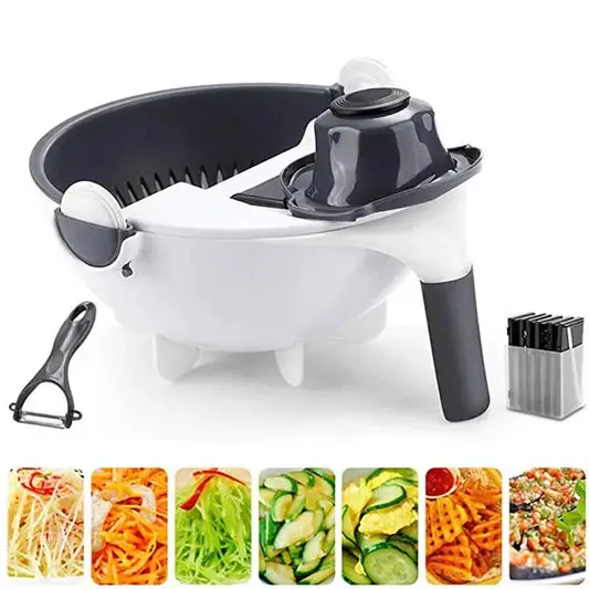 WALFOS Magic Multifunctional Rotate Vegetable Cutter With Drain Basket Kitchen Veggie Fruit Shredder Grater Slicer Drop Shipping Walfos® Kitchenware