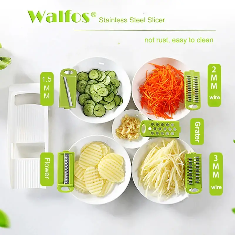 WALFOS Mandoline Peeler Grater Vegetables Cutter Tools with 5 Blade Carrot Grater Onion Vegetable Slicer Kitchen Accessories Walfos® Kitchenware