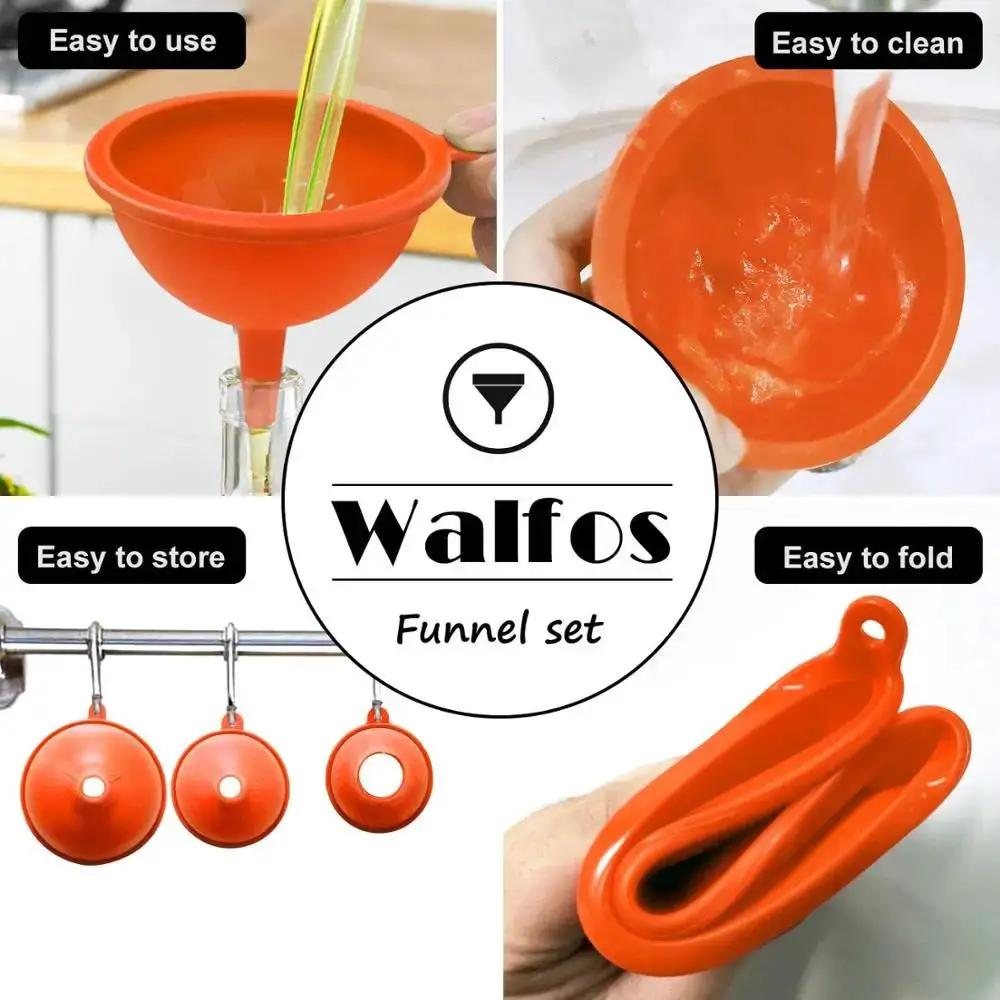 WALFOS Multifunctional Grade Silicone Funnel Wide Mouth Funnel For Oil Liquid Wine Canning Cooking Kitchen Accessiores Tool Walfos® Kitchenware