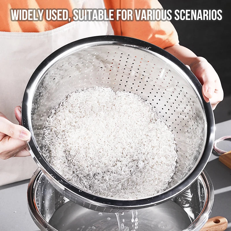 WALFOS Multifunctional Stainless Steel Washbasin With Drain Basket 2 In 1 Basin Vegetable Kitchen Multipurpose Maker Bowl Walfos® Kitchenware