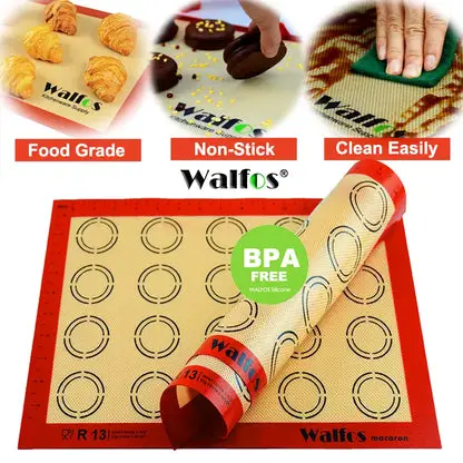 WALFOS Non-Stick Silicone Baking Mat Pad Sheet Baking Pastry Tools Rolling Dough Mat Large Size for Cake Cookie Macaron Walfos® Kitchenware