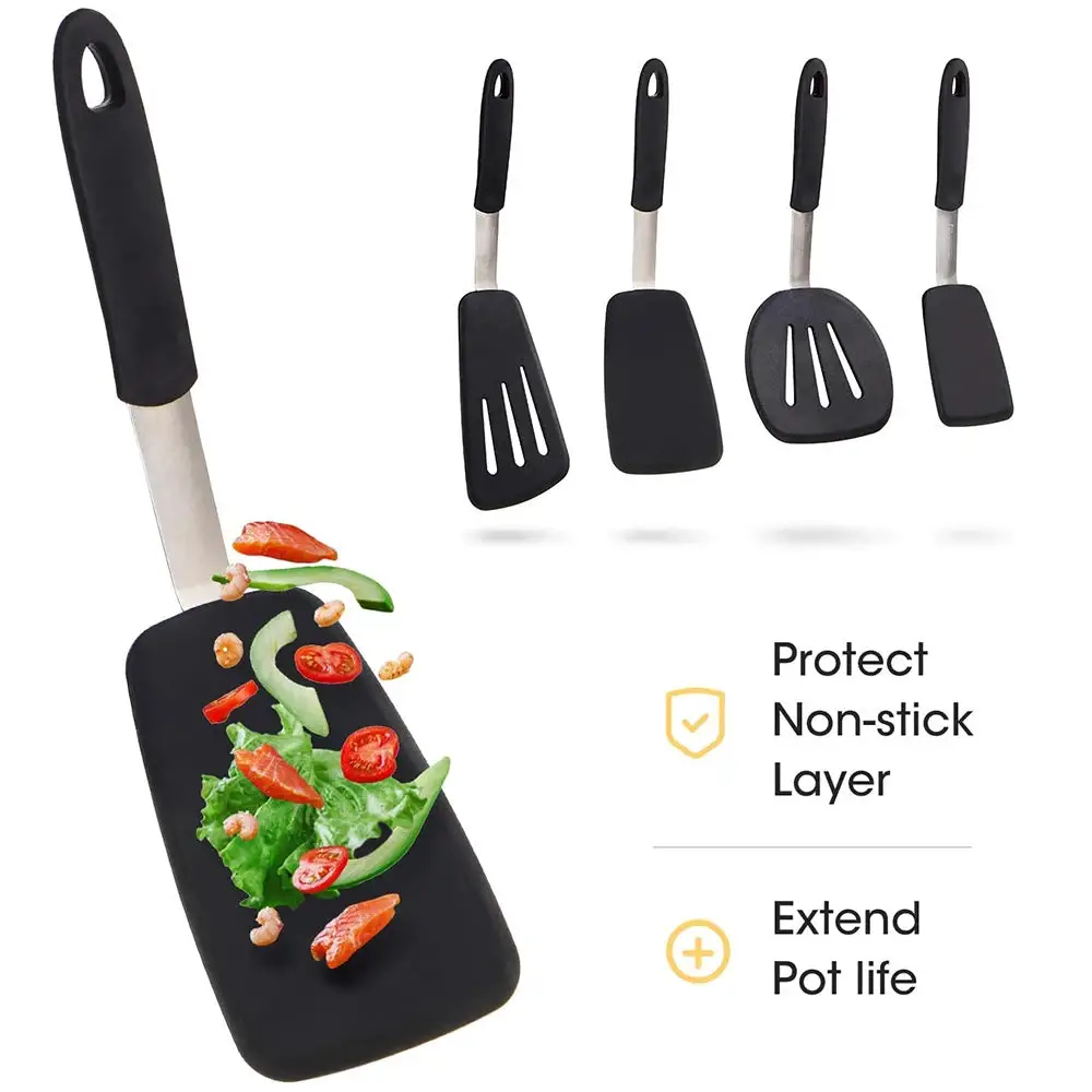 WALFOS Non-stick Silicone Spatula Baking Kitchen Tools Reusable Silicone Spatula Spoon Fried Egg Shovel Fish Shovel Walfos® Kitchenware