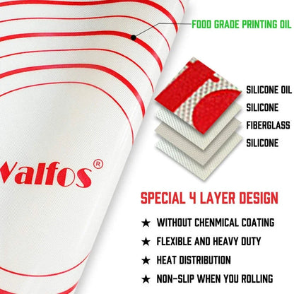 WALFOS Nonstick Kneading Mat with Measuring Silicone Baking Mat Pizza Cake Dough Mat Kitchen Cooking Tools Baking Pan Table Mat Walfos® Kitchenware