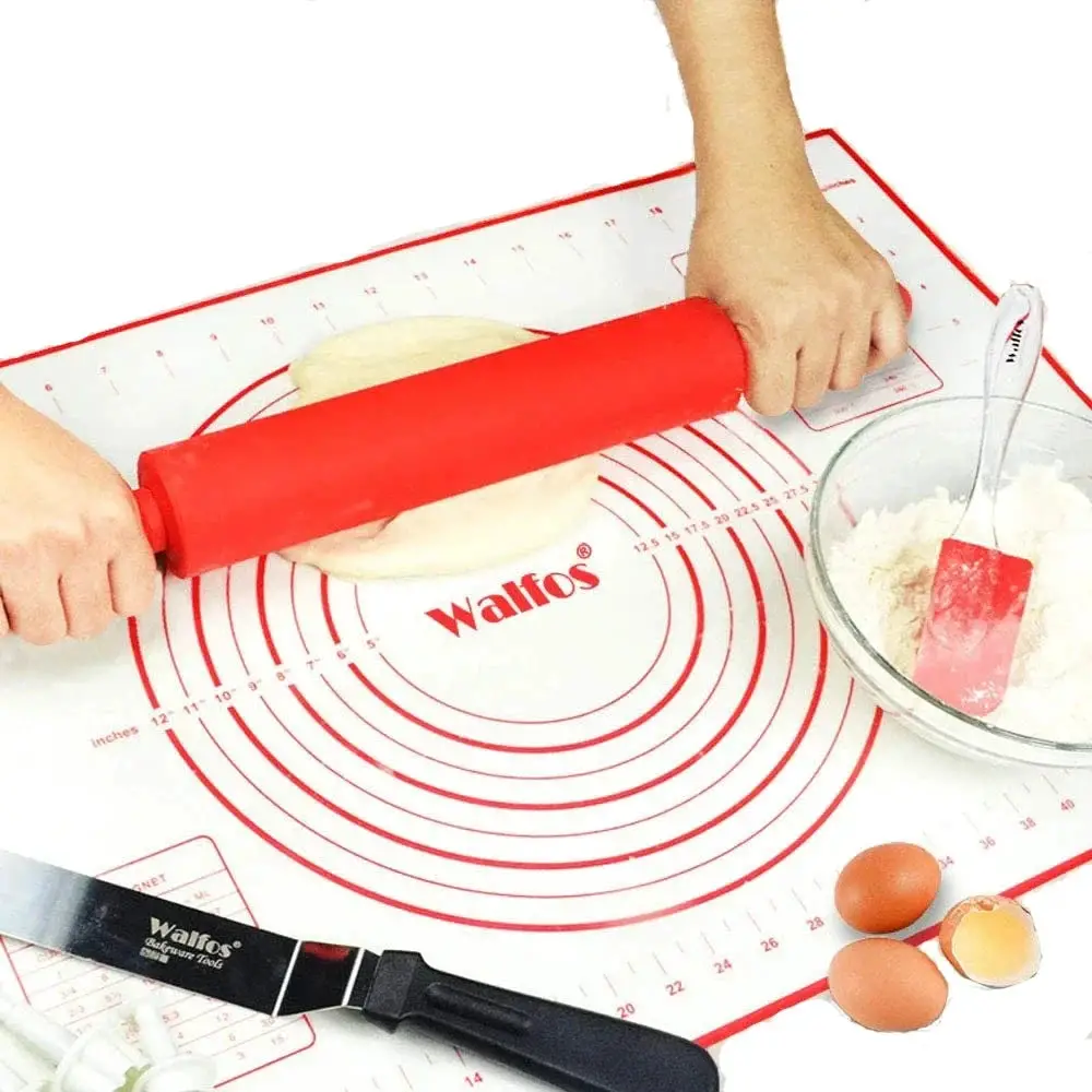 WALFOS Nonstick Kneading Mat with Measuring Silicone Baking Mat Pizza Cake Dough Mat Kitchen Cooking Tools Baking Pan Table Mat Walfos® Kitchenware