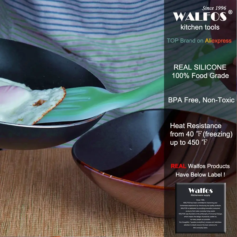 WALFOS Nonstick Silicone Slotted Turners Pot Shovel Cooking Spatula Fried Shovel Flexible Silicone Frying Pan Turner Spatula Walfos® Kitchenware