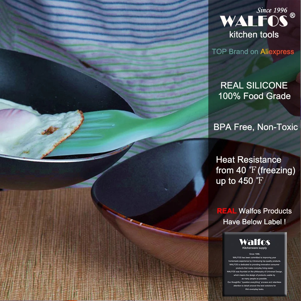 WALFOS Nonstick Silicone Slotted Turners Pot Shovel Cooking Spatula Fried Shovel Flexible Silicone Frying Pan Turner Spatula Walfos® Kitchenware