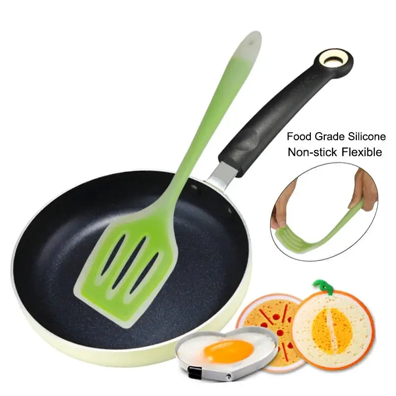 WALFOS Nonstick Silicone Slotted Turners Pot Shovel Cooking Spatula Fried Shovel Flexible Silicone Frying Pan Turner Spatula Walfos® Kitchenware