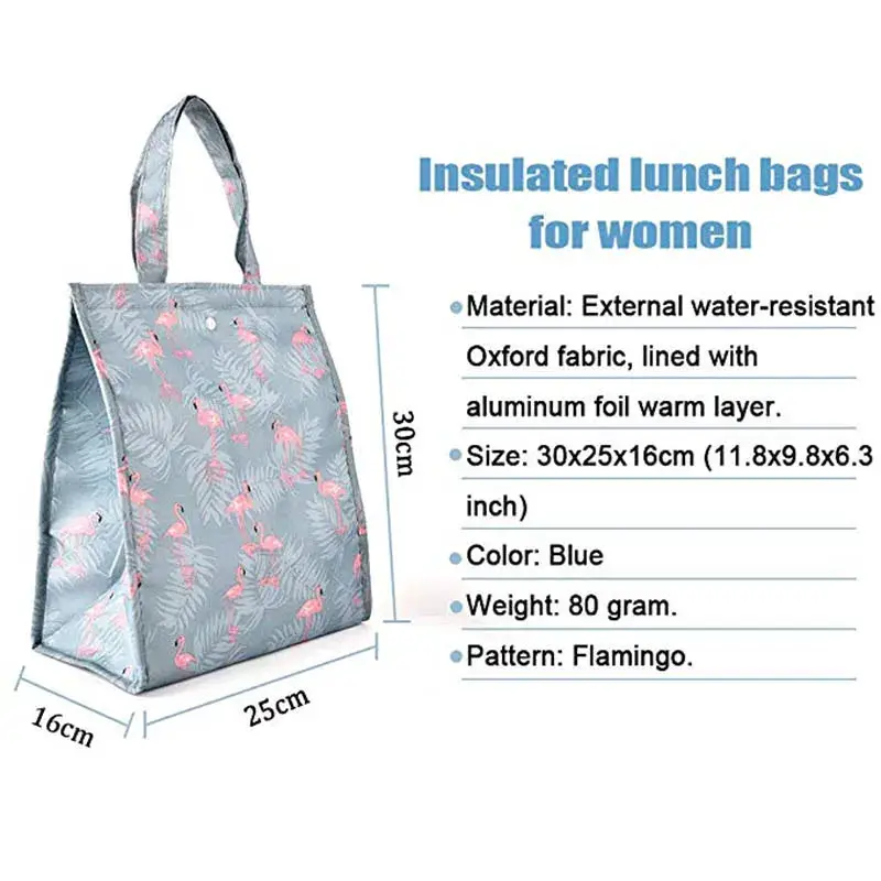 WALFOS Pattern Lunch Bags For Women Kids Picnic Beach School Flamingo Portable Lunch Bag Tote Handbag Food Container Kitchen Bag Walfos® Kitchenware