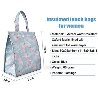 WALFOS Pattern Lunch Bags For Women Kids Picnic Beach School Flamingo Portable Lunch Bag Tote Handbag Food Container Kitchen Bag Walfos® Kitchenware