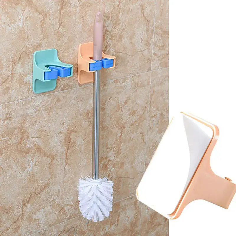 WALFOS Plastic Household Broom Mop Clip Storage Rack Holder Wall Sticker None Trace Holder Bathroom Rack Furniture Accessories Walfos® Kitchenware