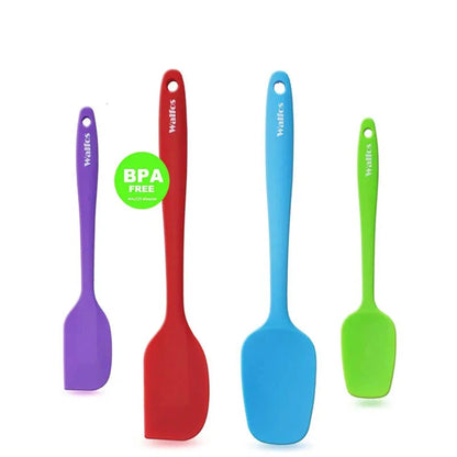 WALFOS Set of 4 Heat Resistant Silicone Cooking Tools Non-Stick Spatula Spoon Turner Accessories Baking Tools Kitchen Utensils Walfos® Kitchenware