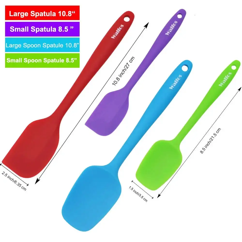 WALFOS Set of 4 Heat Resistant Silicone Cooking Tools Non-Stick Spatula Spoon Turner Accessories Baking Tools Kitchen Utensils Walfos® Kitchenware