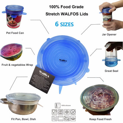 WALFOS Silicon Stretch Lids Universal Lid Silicone Food Wrap Bowl Pot Lid Silicone Cover Pan Cooking Kitchen Accessories Walfos® Kitchenware