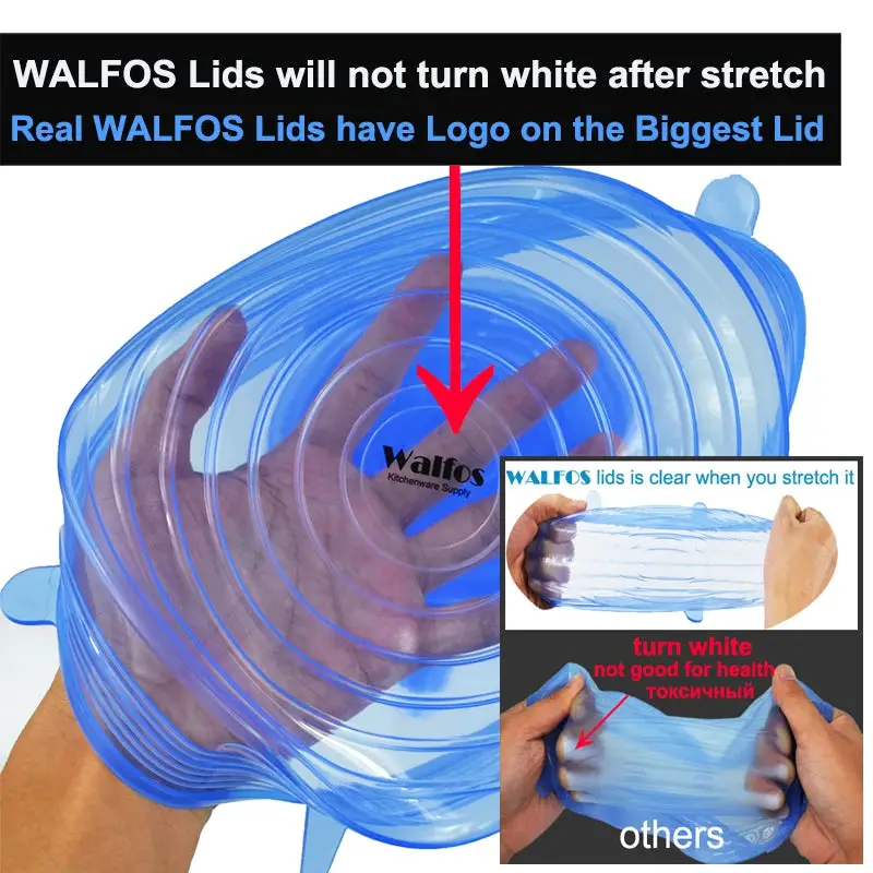 WALFOS Silicon Stretch Lids Universal Lid Silicone Food Wrap Bowl Pot Lid Silicone Cover Pan Cooking Kitchen Accessories Walfos® Kitchenware