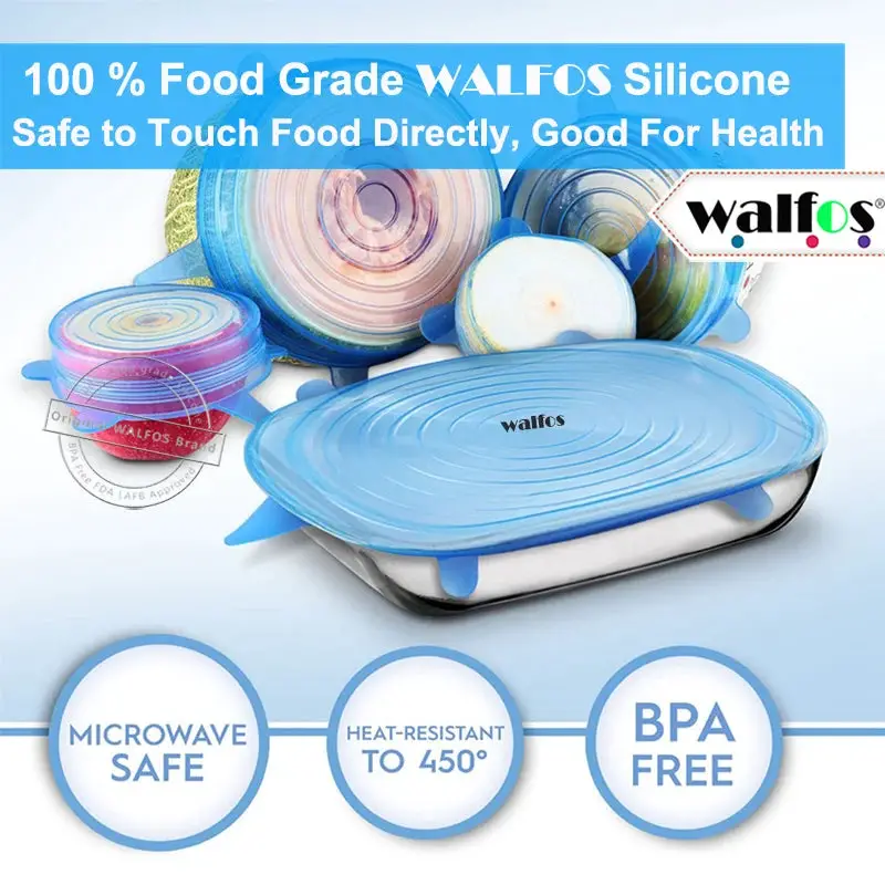 WALFOS Silicon Stretch Lids Universal Lid Silicone Food Wrap Bowl Pot Lid Silicone Cover Pan Cooking Kitchen Accessories Walfos® Kitchenware