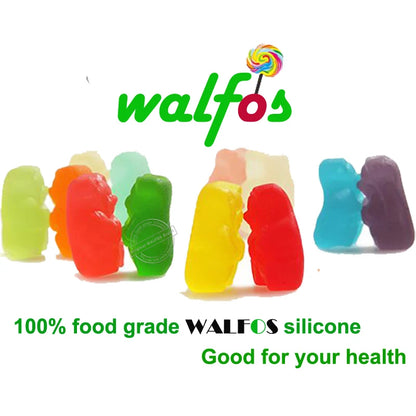 WALFOS Silicone Soap Cube Tray 53 Cavity Gummy Bears Hard Candy Chocolate Baking Mold Fondant Cake Decorating Tool With Dropper Walfos® Kitchenware