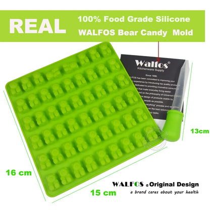 WALFOS Silicone Soap Cube Tray 53 Cavity Gummy Bears Hard Candy Chocolate Baking Mold Fondant Cake Decorating Tool With Dropper Walfos® Kitchenware