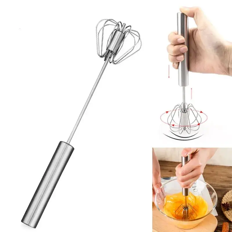 WALFOS Stainless Steel Hand Pressure Rotating Semi-Automatic Mixer Coffee Milk Mixing Eggbeater Handheld Kitchen Cooking Tool Walfos® Kitchenware