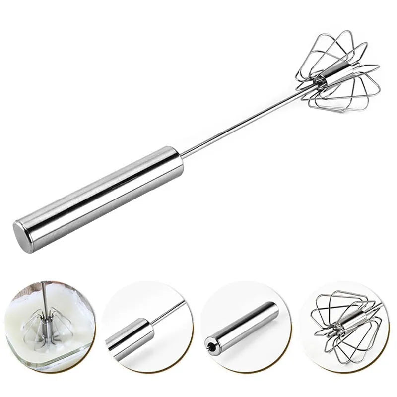 WALFOS Stainless Steel Hand Pressure Rotating Semi-Automatic Mixer Coffee Milk Mixing Eggbeater Handheld Kitchen Cooking Tool Walfos® Kitchenware