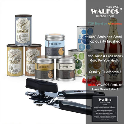 WALFOS Stainless Steel Manual Cans Opener Professional Ergonomic Opener For Cans Side Cut Can Opener Manual Walfos® Kitchenware