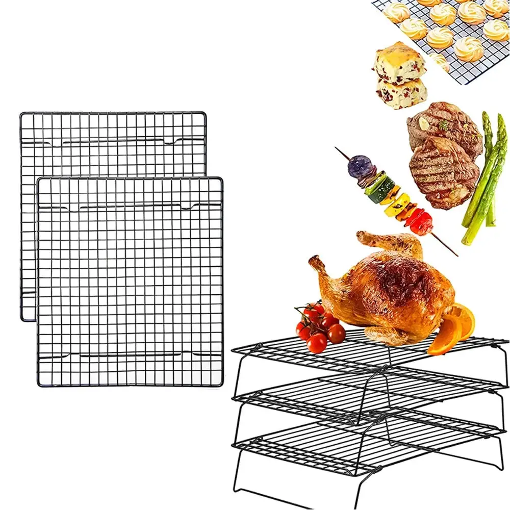 WALFOS Stainless Steel Nonstick Wire Grid Baking Tray Cake Cooling Rack Oven Kitchen Pizza Bread Barbecue Cookie Biscuit Holder Walfos® Kitchenware