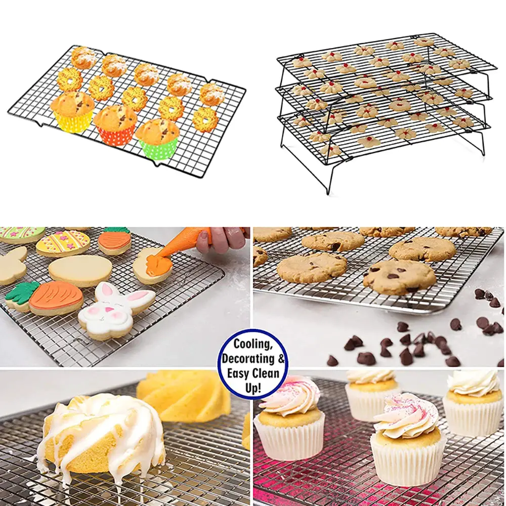 WALFOS Stainless Steel Nonstick Wire Grid Baking Tray Cake Cooling Rack Oven Kitchen Pizza Bread Barbecue Cookie Biscuit Holder Walfos® Kitchenware