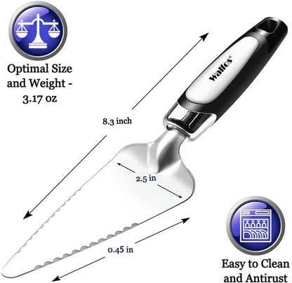 WALFOS Stainless Steel Serrated Edge Cake Server Blade Cutter Pie Pizza Server Cake Cutter Shovel Kitchen Baking Pastry Spatulas Walfos® Kitchenware