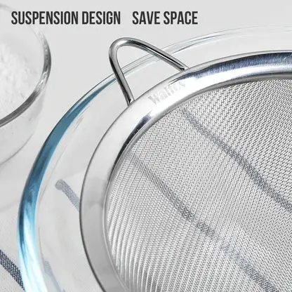 WALFOS Stainless Steel Wire Fine Mesh Oil Strainer Flour Colander Sieve Sifter Pastry Baking Tools Kitchen Handle Accessories Walfos® Kitchenware