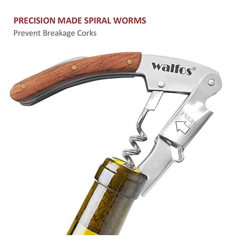 WALFOS Stainless steel Wine Opener Professional Waiters Corkscrew Bottle Multifunction Opener Gift for Wine Lovers Walfos® Kitchenware