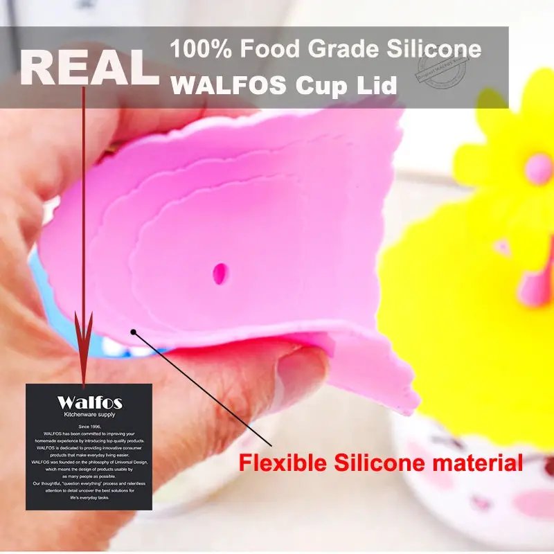 WALFOS Sunflower Mug Cover Reusable Silicone Cup Cover Cup Seal Covers Silicone Cup Lid Walfos® Kitchenware