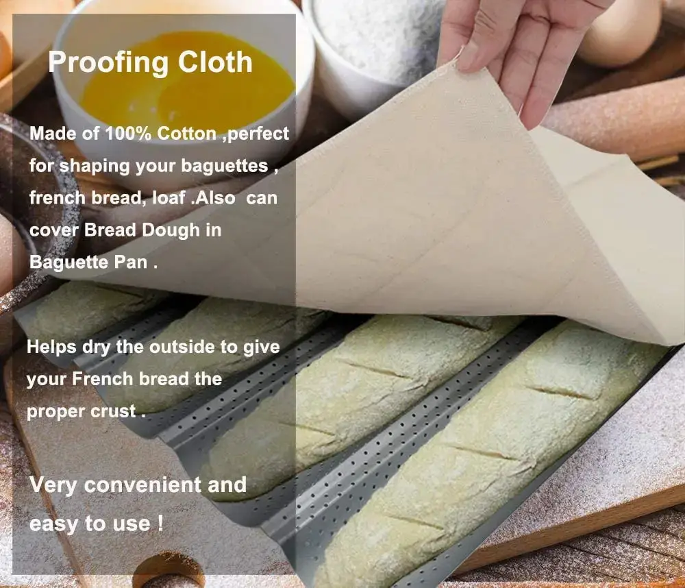 WALFOS Thick Fermented Linen Cloth Proofing Dough Bakers Pans Bread Baguette Baking Mat Pastry Baker's Couche Proofing Cloth Walfos® Kitchenware