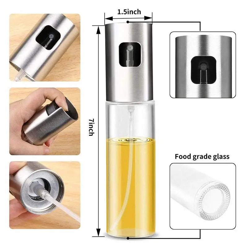 WALFOS Ultimate Glass Oil Sprayer & Dispenser: Premium BPA-Free Stainless Steel Mister for Healthy Cooking, Baking, Salad & BBQ - Eco-Friendly Kitchen Tool Walfos® Kitchenware