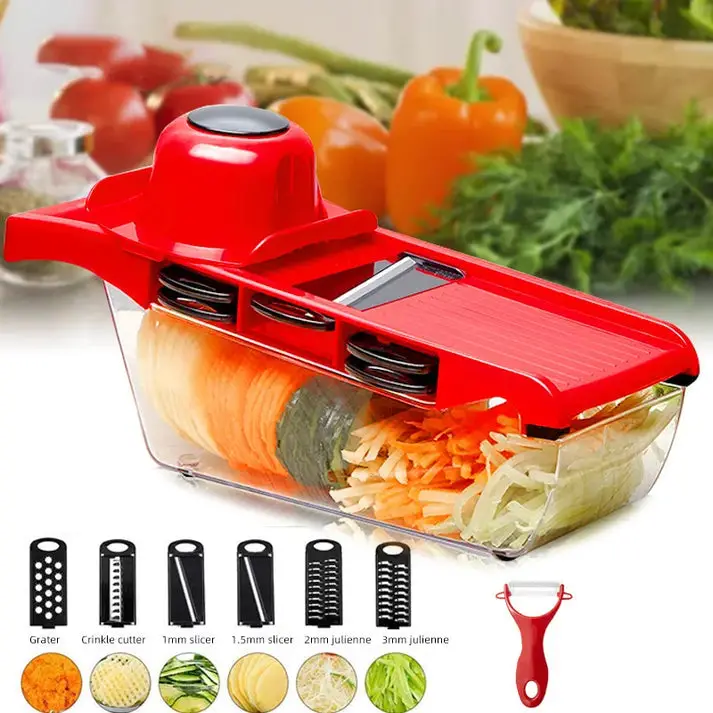 WALFOS Vegetable Cutter Grater for Vegetables Slicers Shredders Multi Slicer Peeler Carrot Fruit 6 in 1 Gadgets Vegetable Cutting Tools Walfos® Kitchenware