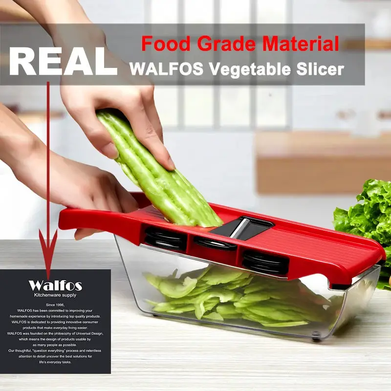 WALFOS Vegetable Cutter Grater for Vegetables Slicers Shredders Multi Slicer Peeler Carrot Fruit 6 in 1 Gadgets Vegetable Cutting Tools Walfos® Kitchenware