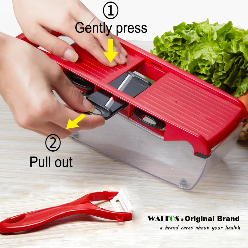 WALFOS Vegetable Cutter Grater for Vegetables Slicers Shredders Multi Slicer Peeler Carrot Fruit 6 in 1 Gadgets Vegetable Cutting Tools Walfos® Kitchenware
