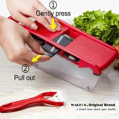 WALFOS Vegetable Cutter Grater for Vegetables Slicers Shredders Multi Slicer Peeler Carrot Fruit 6 in 1 Gadgets Vegetable Cutting Tools Walfos® Kitchenware